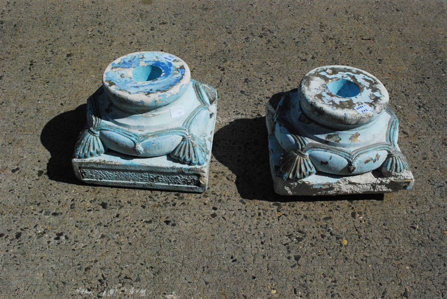 Pair of Decorative Cement Column Stands