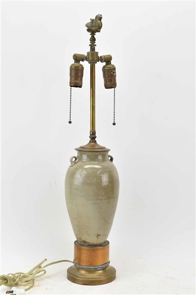 Asian Style Ceramic Pottery Urn Mounted as Lamp
