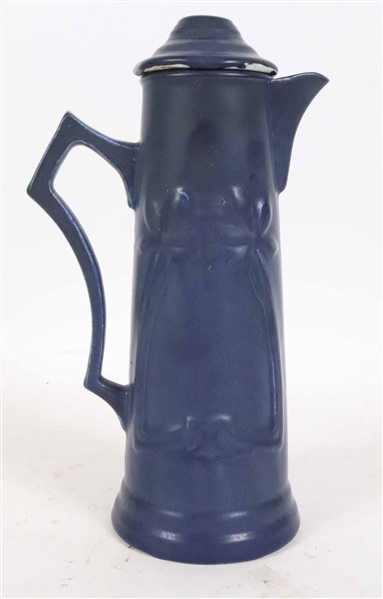 Hampshire Pottery Blue-Matte Pitcher with Lid