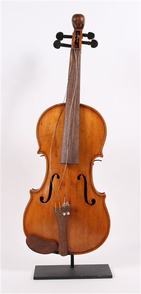 American Folk Art Carved Violin, Maidens Head