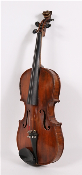 American Folk Art Maple Violin, Badgers Head