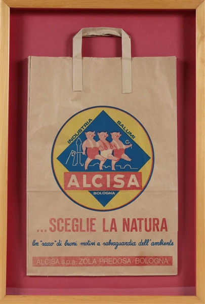 Framed Paper Bag from an Italian Market in German