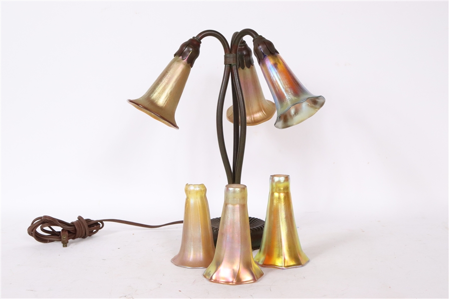 Tiffany Studios Bronze Three Light Table Lamp