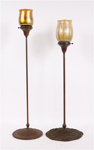 Two Art Nouveau Style Single Light Table Lamps
