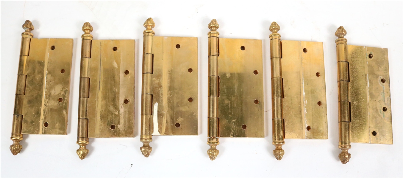Six P.E. Guerin Gilt Brass Door Hinges