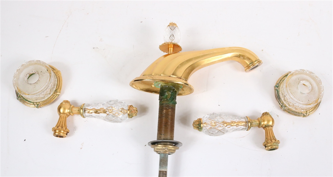 Sherle Wagner Cut Crystal Empire Lever Faucet Set