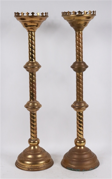 Pair of Baroque Style Brass Altar Sticks