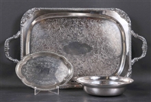 Gadrooned Decorated Double Handled Service Tray