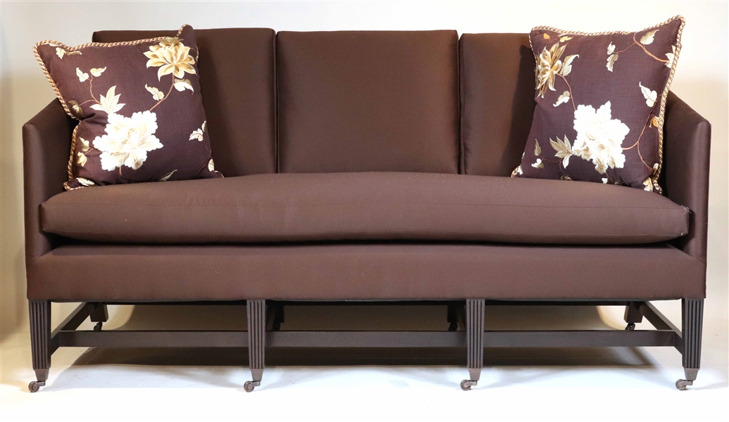 Contemporary Brown-Upholstered Box Sofa