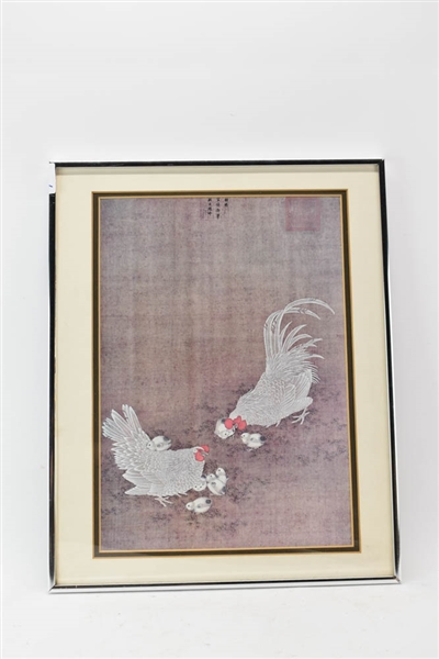 Asian Print of Chickens and Chicks