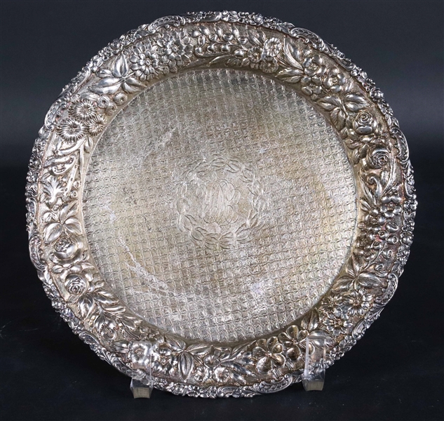 Sterling Silver Floral and Foliate Repousse Tray