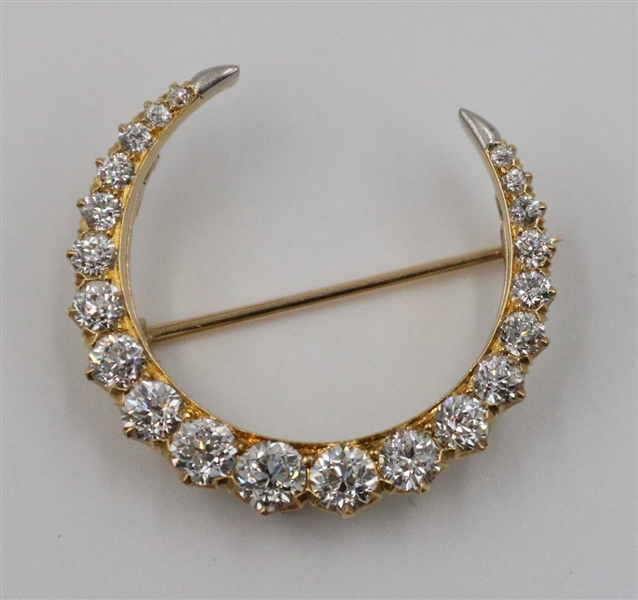 T.A Kohn 18K Diamond Crescent Tiara/Brooch