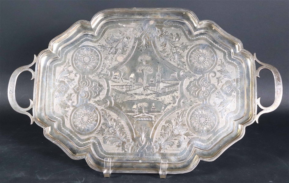 Russian 84 Silver Double Handled Tray