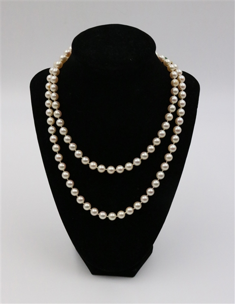 18K Enamel and Diamond Clasp on Rope of Pearls