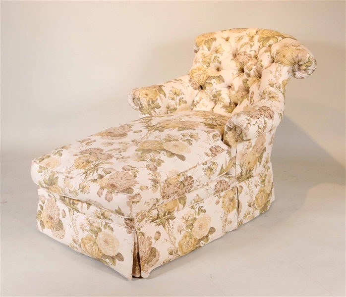 Contemporary Floral Upholstered Chaise Lounge