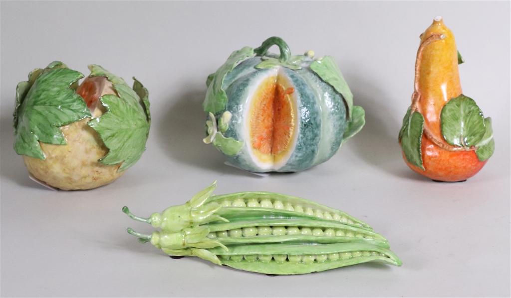 Group of Painted Porcelain Fruits and Vegetables