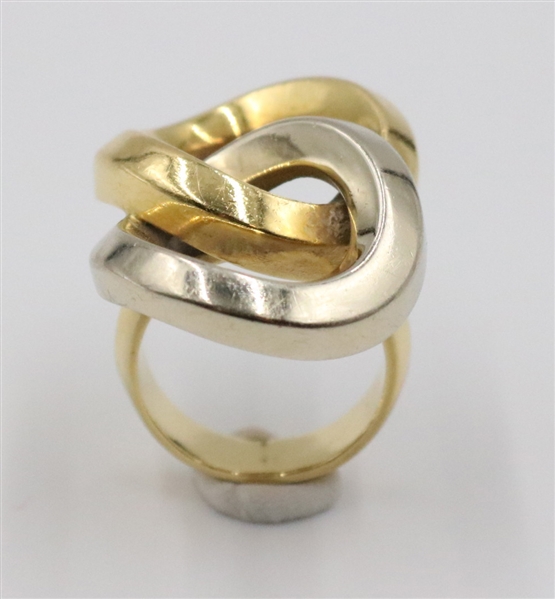 18K Yellow and White Gold Double Link Ring