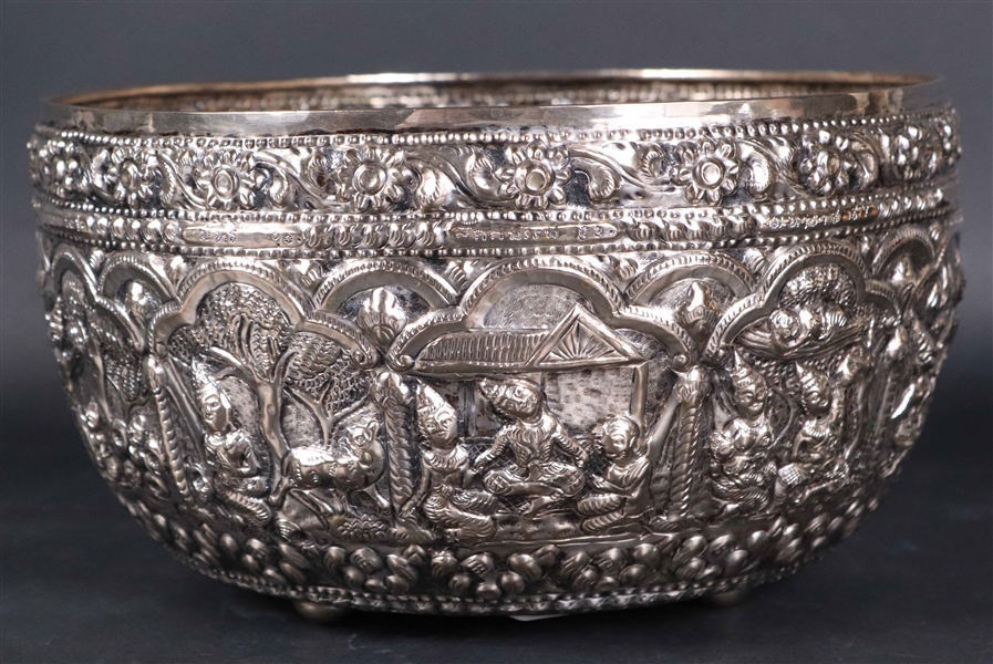 Large Asian Silver Bowl