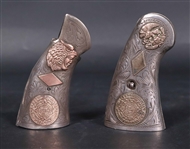 Two Sets of Mexican Metal & Silver Pistol Handles