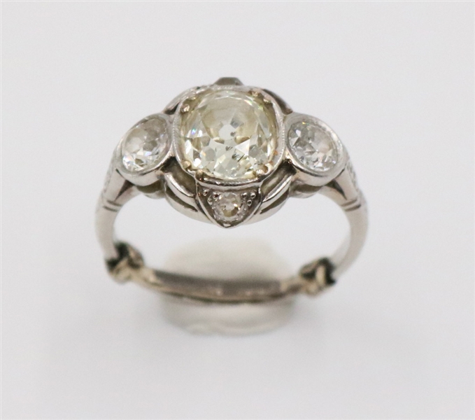 Estate Old Mine Cut Three Stone Diamond Ring