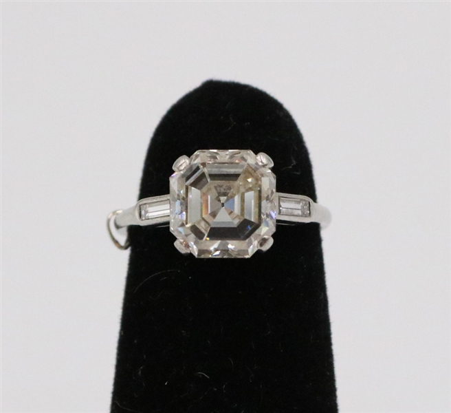 Estate 2.96 Carat Asscher Cut Diamond Ring