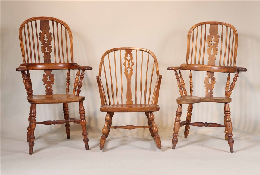 Two Similar English Bow-Back Windsor Armchairs