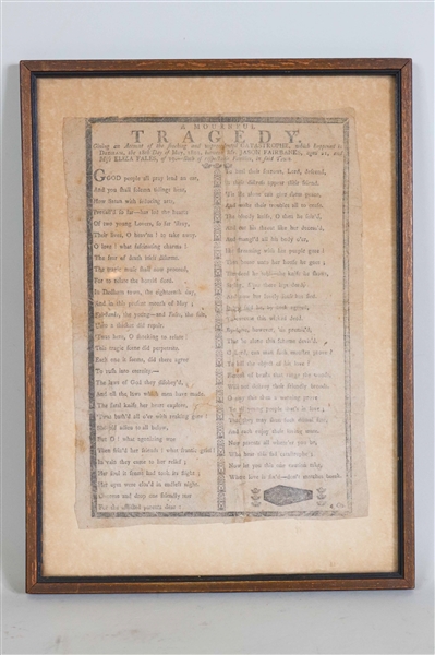 "A Mournful Tragedy" Printed Broadside Poem