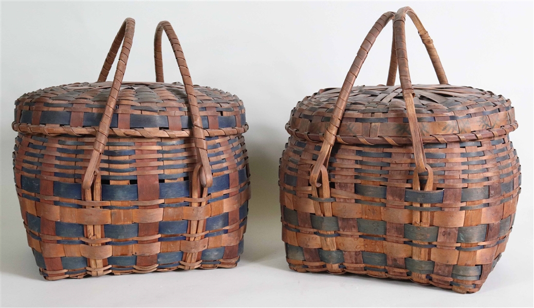 Near Pair of Northeast Indian Woven Splint Baskets