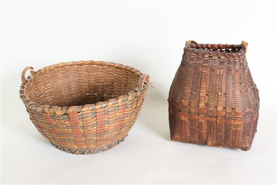 Two Woven Splint Baskets, 19th C.