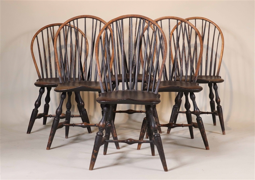 Six Black Painted Windsor Side Chairs