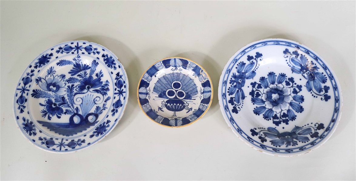 Three Tin-Glazed Earthenware Plates