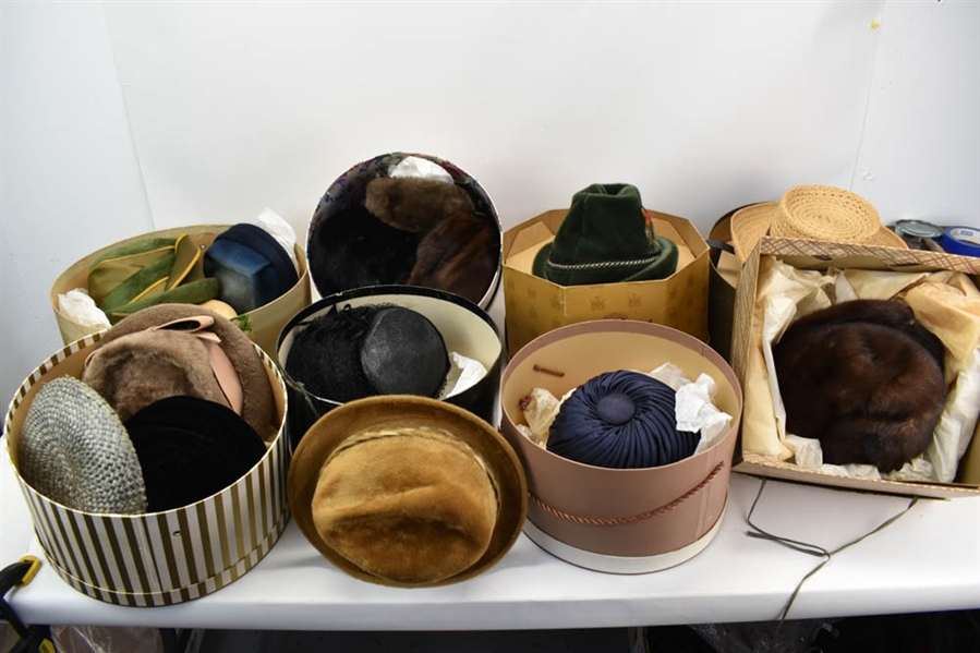 Vintage Ladys & Mens Hats & Hat Boxes