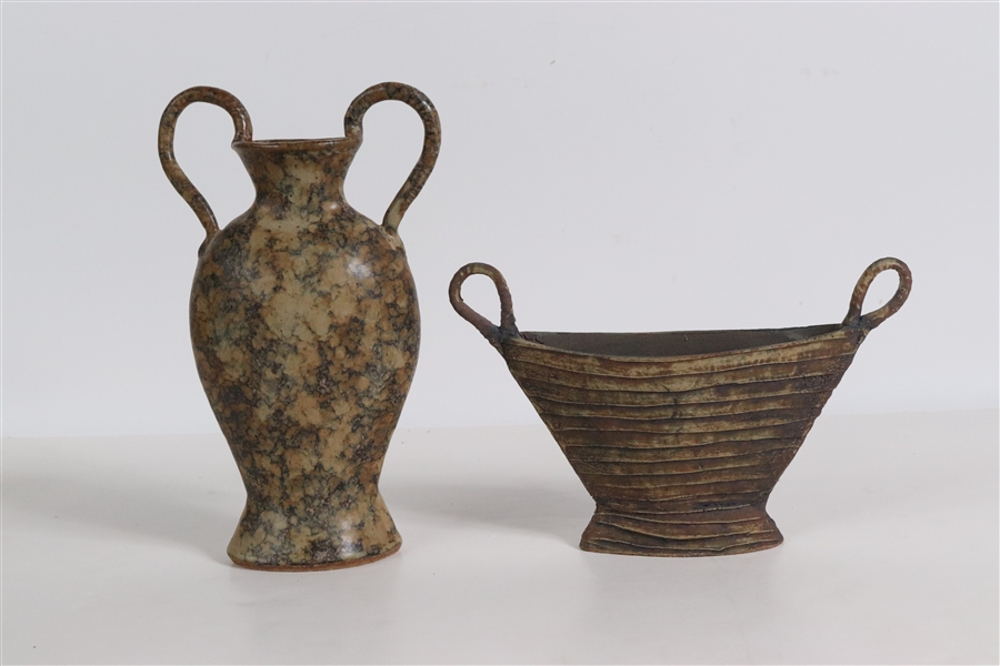 Two Masse Ceramic Double-Handled Urns