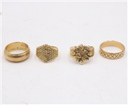 Four 14K yellow Gold Rings