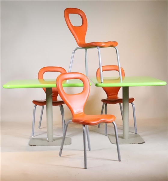 Two Marc Newson/Moroso Green Laminated Tables
