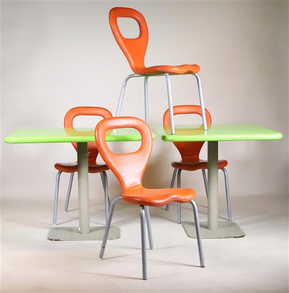 Two Marc Newson/Moroso Green Laminated Tables