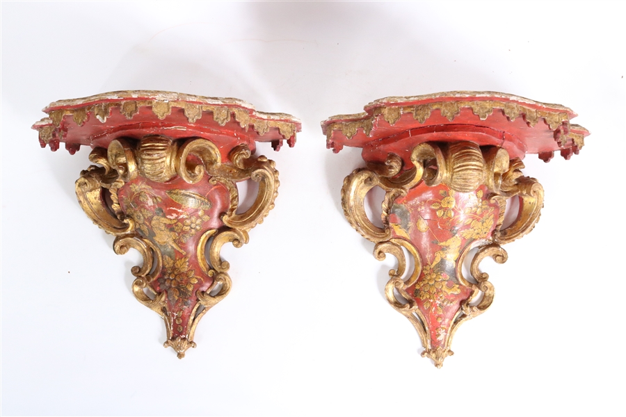 Pair of George III Chinoiserie Hanging Shelves