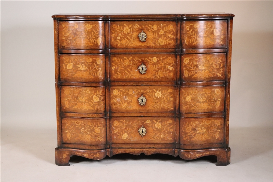 Dutch Floral Marquetry Inlaid Two-Part Commode