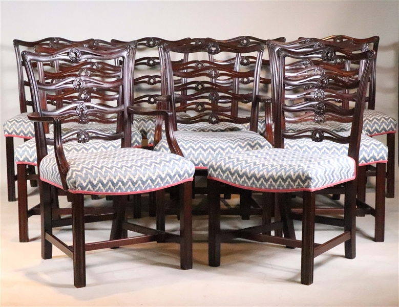 Twelve George III Style Ladderback Dining Chairs