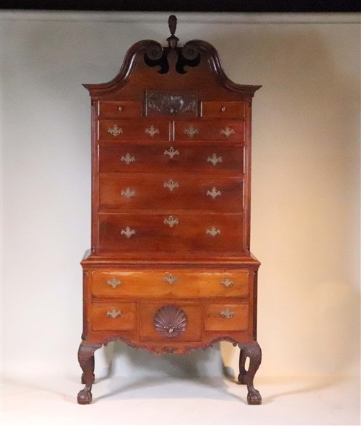 Chippendale Carved Mahogany High Chest of Drawers