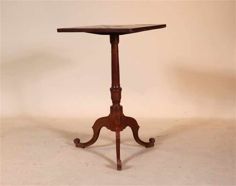 Federal Carved and Inlaid Cherrywood Candlestand 