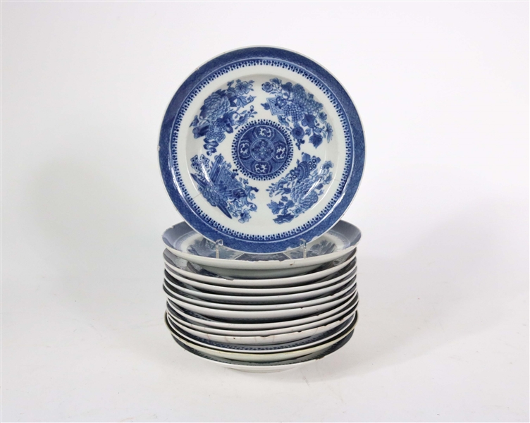 Thirteen Chinese Blue Fitzhugh Soup Bowls