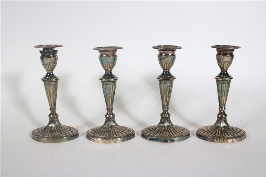 Four Tiffany Silver Plated Candlesticks