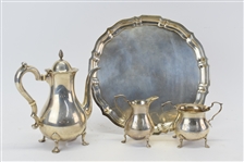 Gorham Sterling Silver Footed Tea Set and Tray