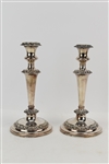 Pair of English Silver Plated Single Candlesticks