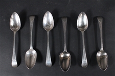 Six Sterling Silver Hester Bateman Place Spoons