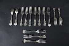 Twelve Sterling Silver Shell Decorated Forks