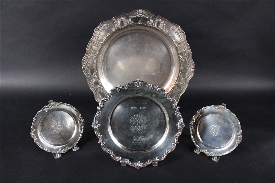 Two Sterling Silver Plates with Shaped Edges