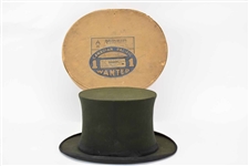 20th C Green Collapsible Austin Reed Top Hat