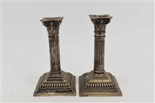 Pair of Continental Weighted Silver Candlesticks